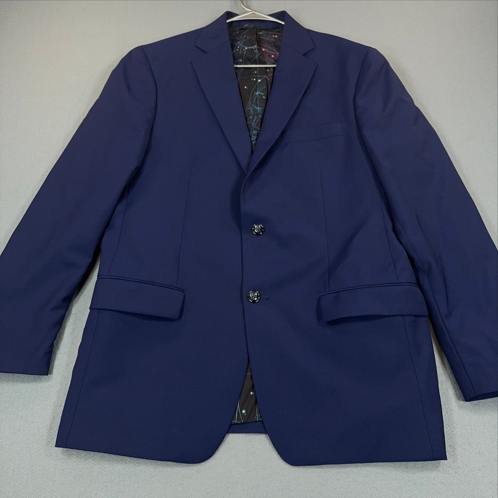 Robert Graham Mens Navy Blue Wool Mohair Blazer Constellation Lining 40R